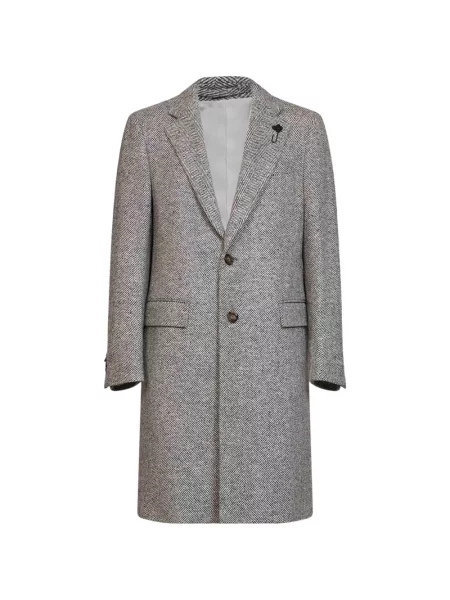 Palton Lardini cu model herringbone gri