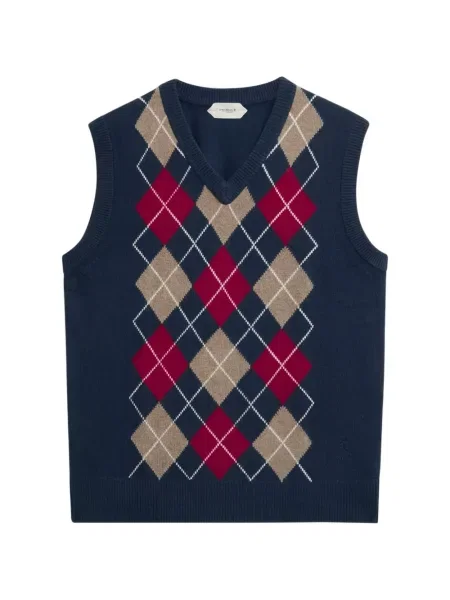 Vestă Pringle Of Scotland cu decolteu în V cu model argyle albastru