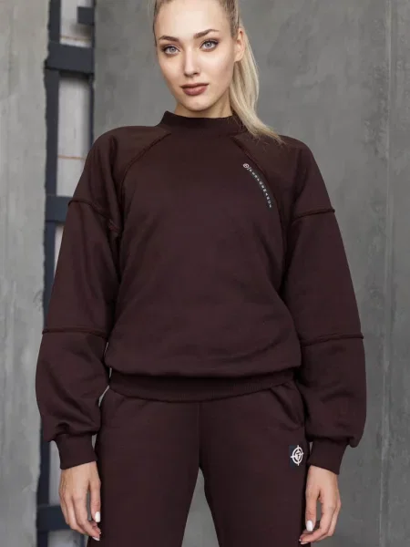 Женский однотонный свитшот коричневий