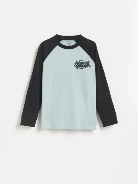 Reserved Tricou cu mânecă lungă din verde-mentă verde