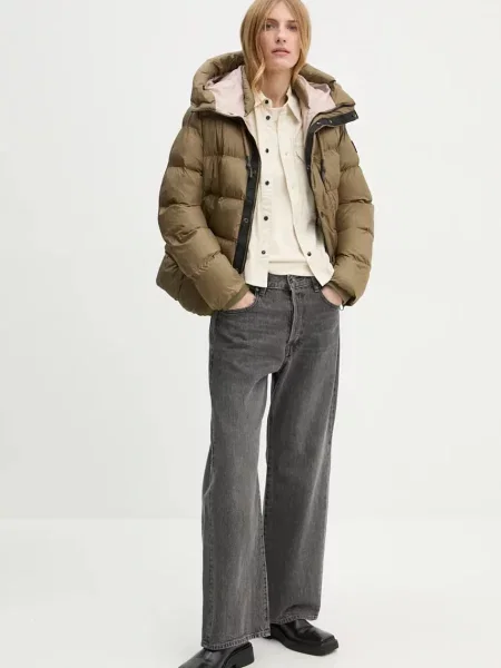 Риза G-Star Raw дамска със стандартна кройка с класическа яка бежово