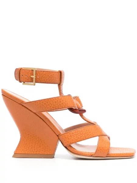 Sandale Alberta Ferretti din piele cu bretele portocaliu