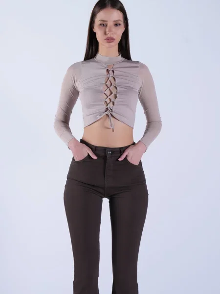 Trend Alaçatı Stili Tricou deschis gri