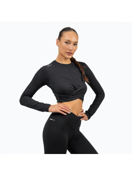 Дамски тренировъчен топ NEBBIA Elevated black черно