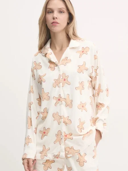 Горнище на пижама United Colors of Benetton бежово