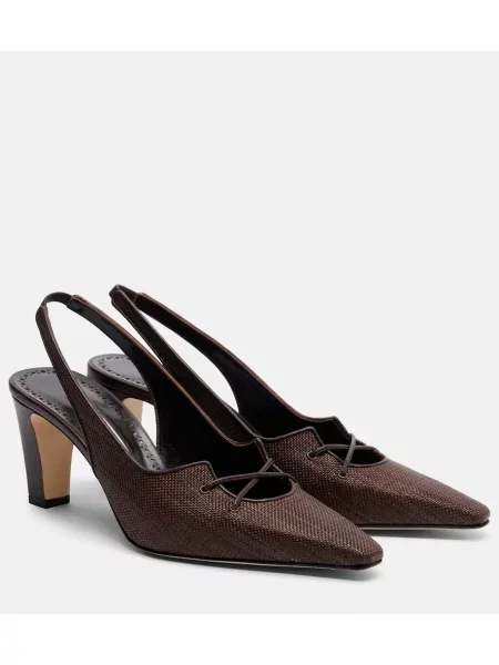 Pantofi cu toc Manolo Blahnik slingback maro