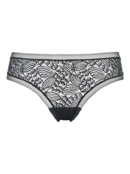 Chiloți tanga Eres cu model floral din dantelă negru