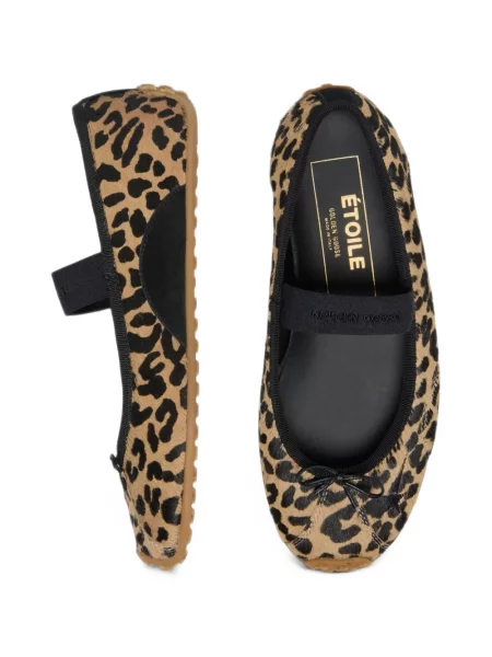 Balerini Golden Goose cu broderie cu model leopard cu bretele negru