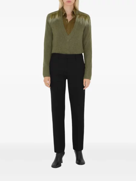 Pulover Burberry din piele de oaie verde