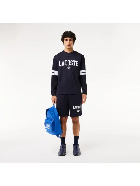 Lacoste T-Shirt Z Okrągłym Dekoltem Z Długim Rękawem Z Nadrukiem Classic Fit czarny