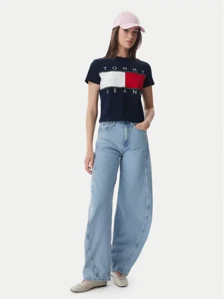 Tommy Jeans Póló sötétkék / piros / fehér kék