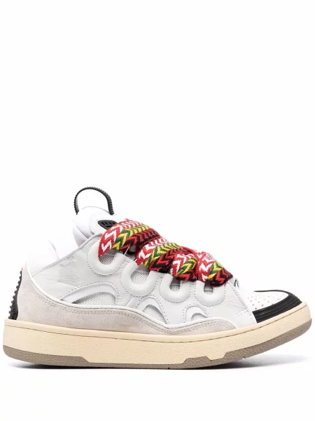 Sneakerși Lanvin cu șireturi din dantelă alb