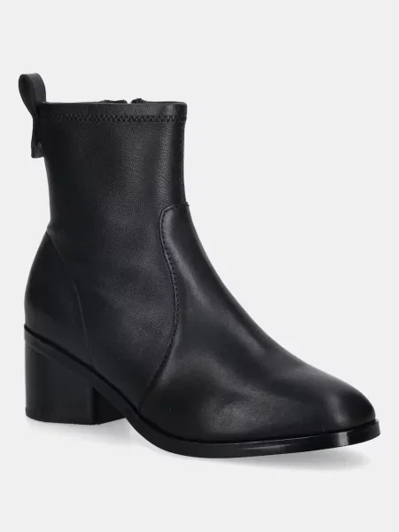 Tommy Hilfiger cizme de piele TH STRETCH LEATHER BOOTIE negru