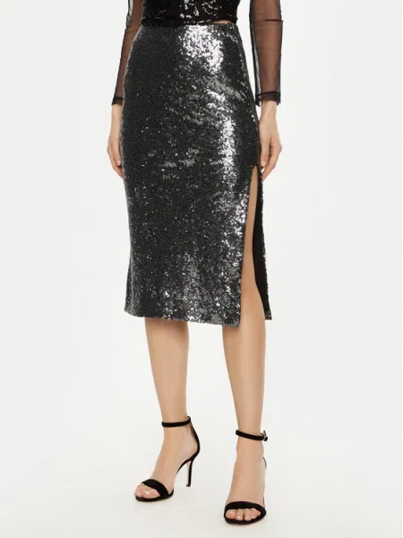 Rinascimento Fustă midi argintiu