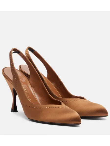 Pantofi cu toc Herbert Levine din satin slingback maro
