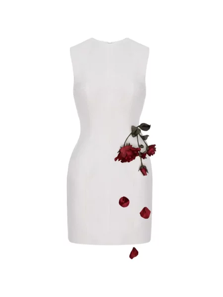 Rochie mini Cristina Savulescu fără mâneci cu aplicații de costum alb