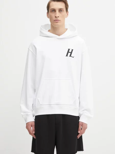 Dukserica Helmut Lang s kapuljačom s tiskom bijela