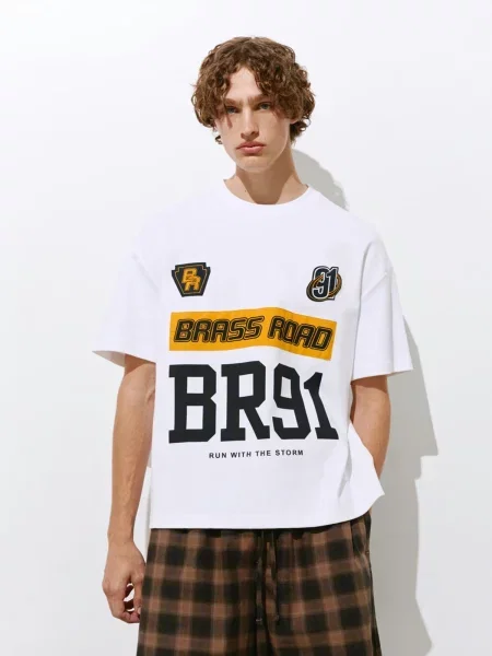 Pull&Bear Tričko karí / čierna biela