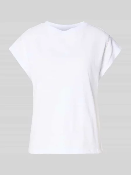 T-shirt z okrągłym dekoltem i szydełkową koronką Comma biała