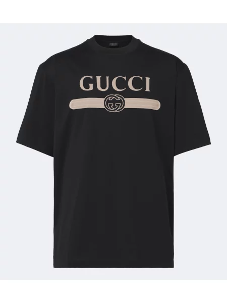 Koszulka Gucci z nadrukiem z dżerseju czarna