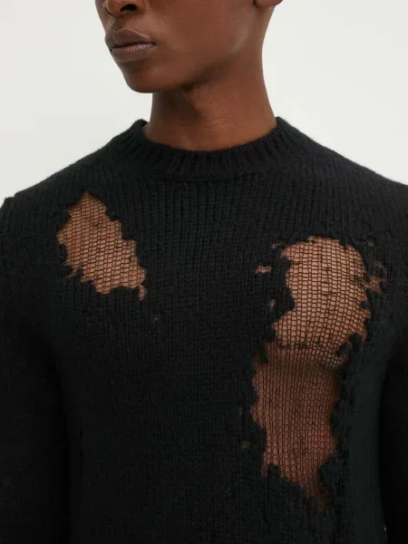 Volnen pulover Diesel K-NORMAN črna