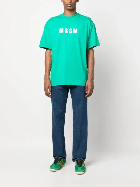 Raštuotas trumpas marškinėliai Msgm mėlyna