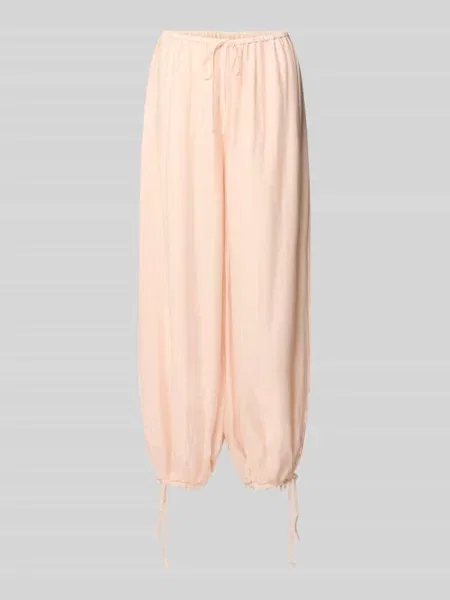 Spodnie materiałowe o kroju relaxed fit z mieszanki Gina Tricot różowe
