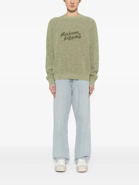 Siuvinėtas megztinis Maison Kitsuné žalia