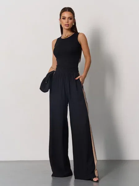 Лляні Штани палаццо ISSA Plus чорний