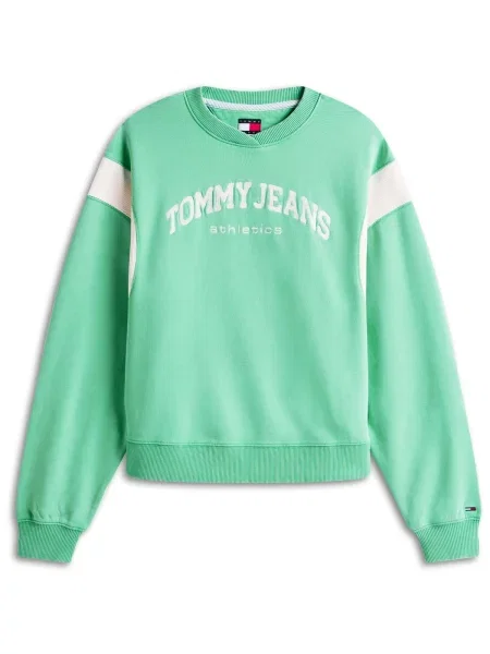 Tommy Jeans Mikina Varsity Crew zelená