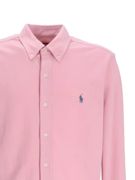 Trumpas dryžuota marškiniai Polo Ralph Lauren rožinė