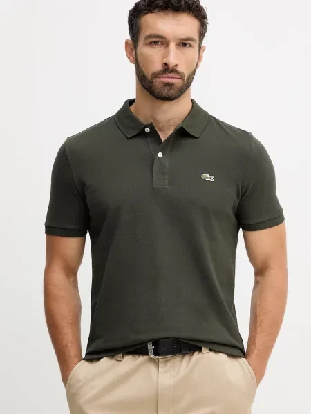 Тениска с яка Lacoste с изчистен дизайн бяло