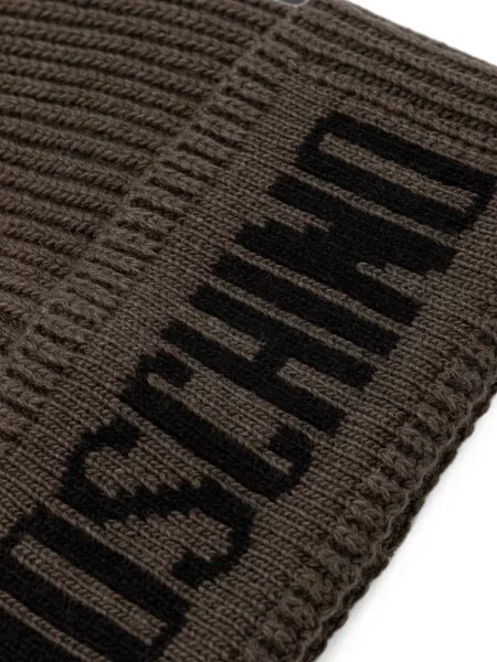 Căciulă Moschino tricotate cu autograf maro