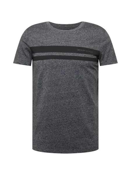 TOM TAILOR DENIM Tricou negru / gri amestecat