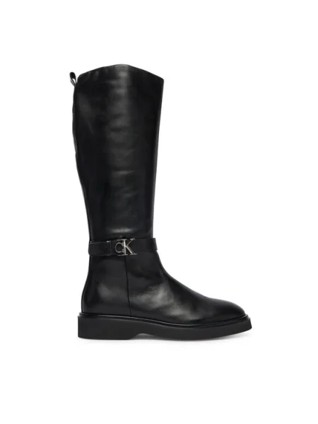 Calvin Klein Cizme Knee Boot W/ Metal Logo negru