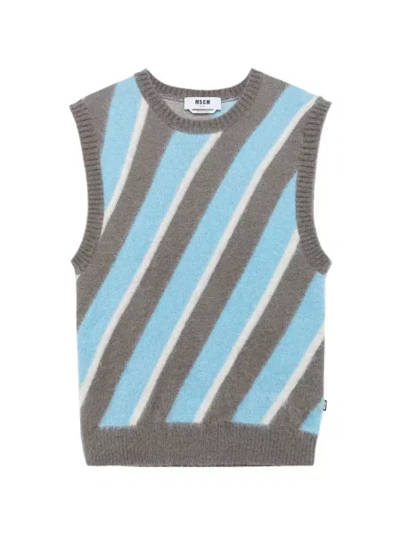 Pulover Msgm fără mâneci cu dungi gri