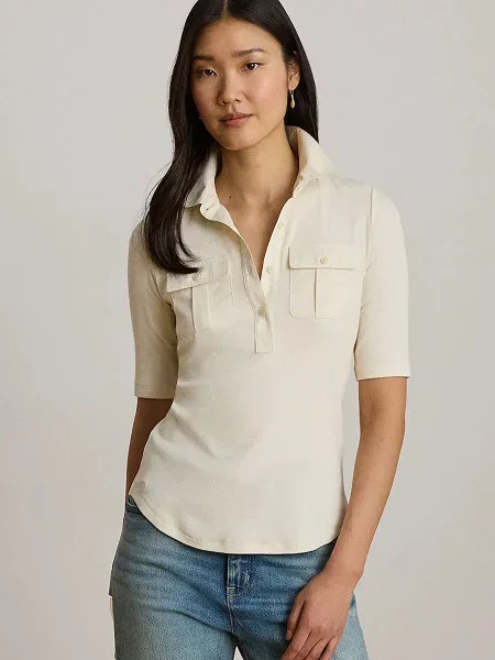 Tricou polo Lauren Ralph Lauren bej