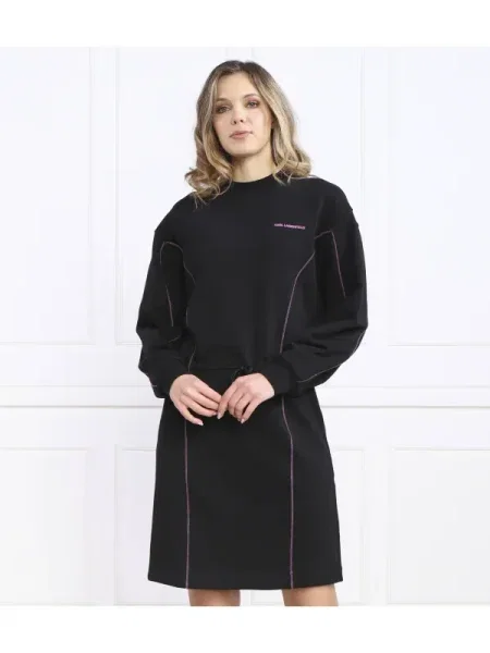 Karl Lagerfeld Rochie contrast stitch negru