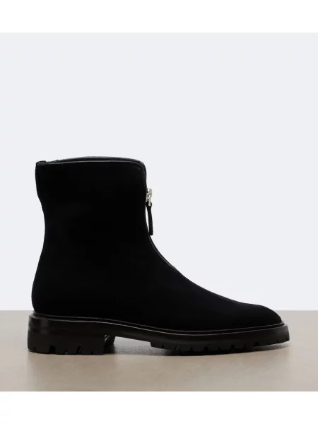 Cizme scurte The Row din piele de căprioară negru