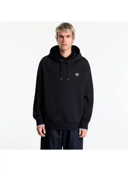 Hanorac cu glugă Fred Perry cu glugă negru