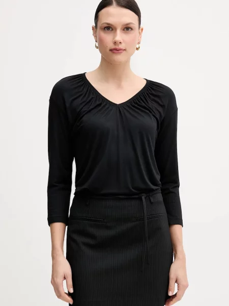 Блуза с дълги ръкави Sisley черно