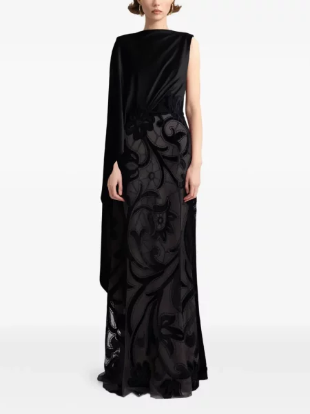 Haftowana sukienka maxi Gemy Maalouf czarna