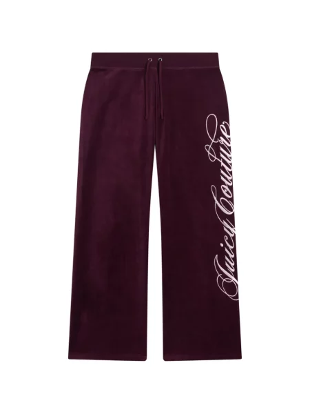 Pantaloni Juicy Couture din velur alergare cu autograf violet