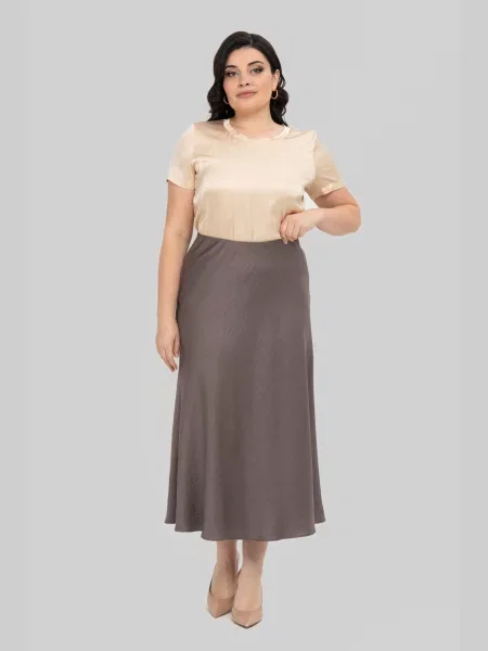 Спідниця міді All Posa світло-коричневий коричнева
