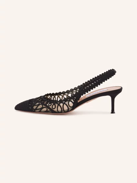 Aquazzura Czółenka Z Paskiem Kahlo schwarz czarna