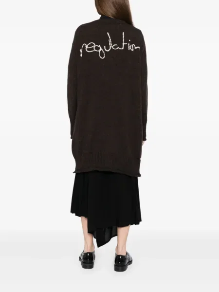 Kardigan Yohji Yamamoto s printom s V-izrezom smeđa