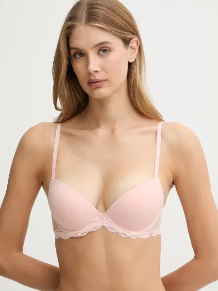 Сутиен Calvin Klein Underwear от дантела с изчистен дизайн сиво