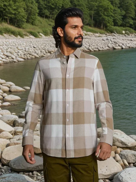 Картата сорочка сіро-коричневий коричнева