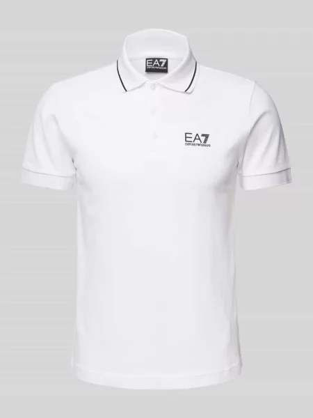 Koszulka polo Ea7 Emporio Armani z nadrukiem biała
