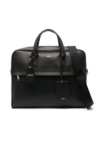 Torba na laptopa Boss skórzana czarna